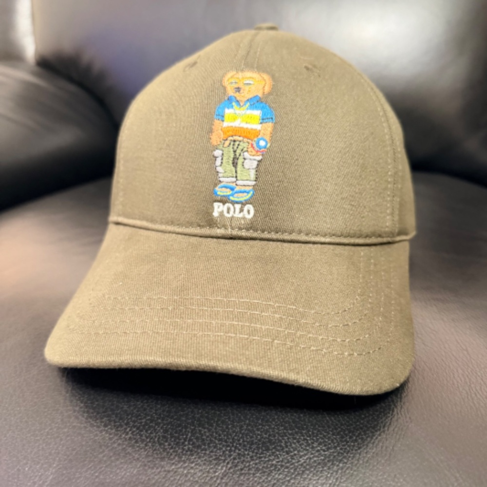 UNISEX POLO RALPH LAUREN CLASSIC TWILL GREEN BEAR SPORT CAP - Picture 2 of 4